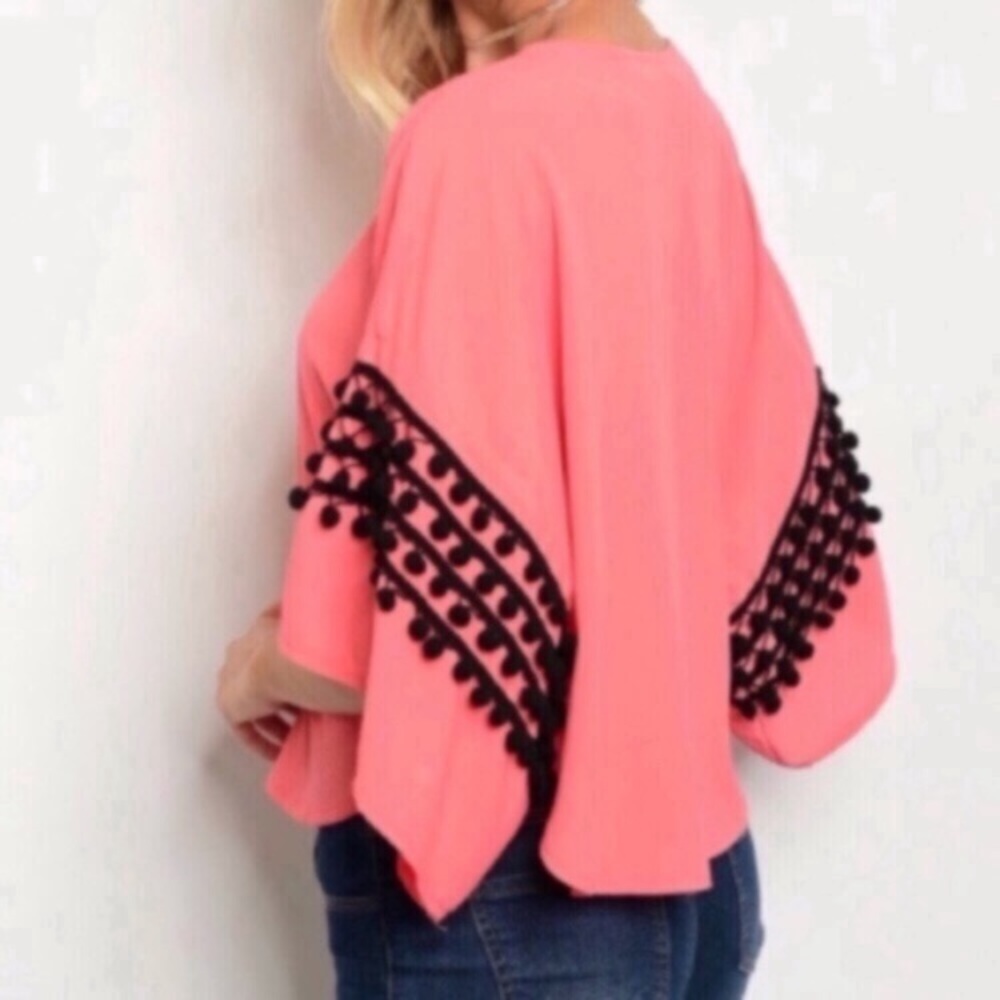 NWT Coral Pom Pom Top